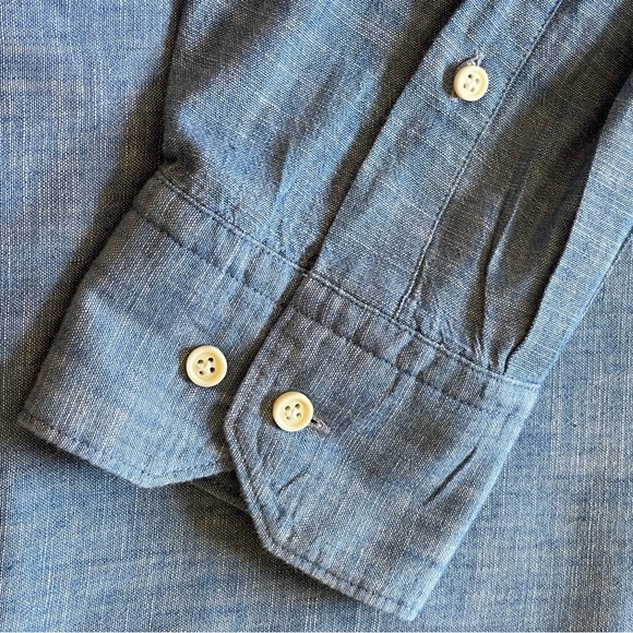 PETER MILLAR CROWN CRAFTED SELVEDGE COTTON CHAMBRAY BUTTON-UP SHIRT SZ XXL EUC - Picture 4 of 8